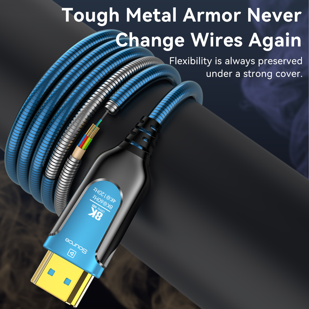 كابل HDMI ألياف بصرية مدرع 8K  - مراجعة Hdmi Cable 2.1 وسعره